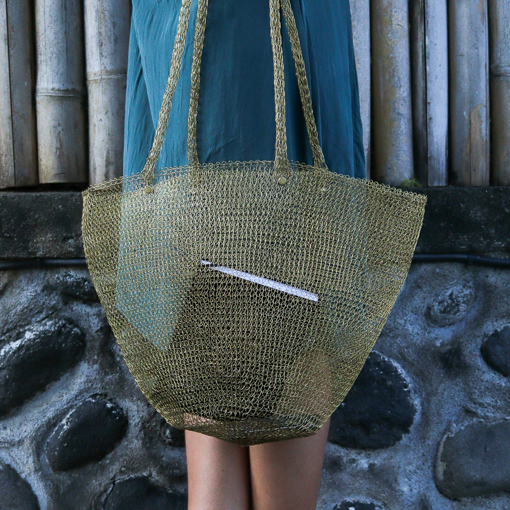 Hand Woven Tote Brass Bag