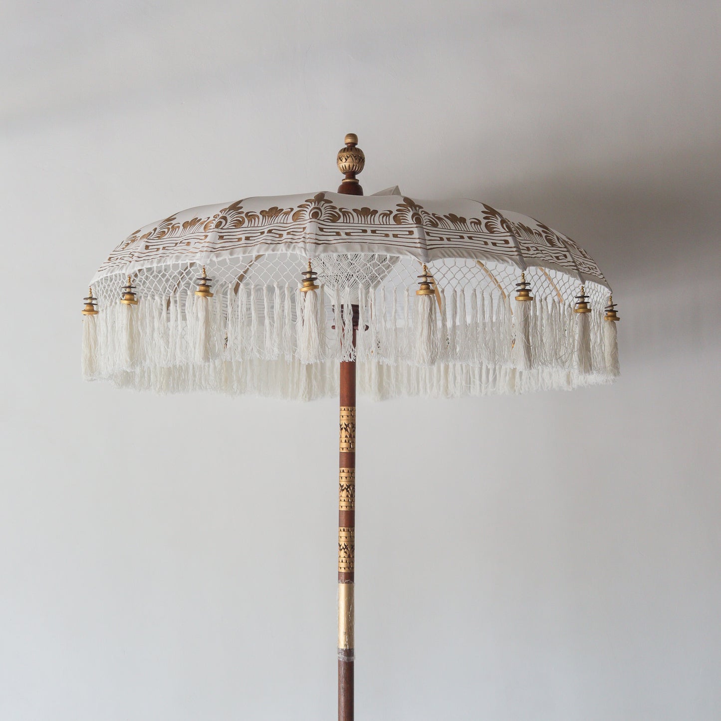 Hand Painted Balinese Parasol in White