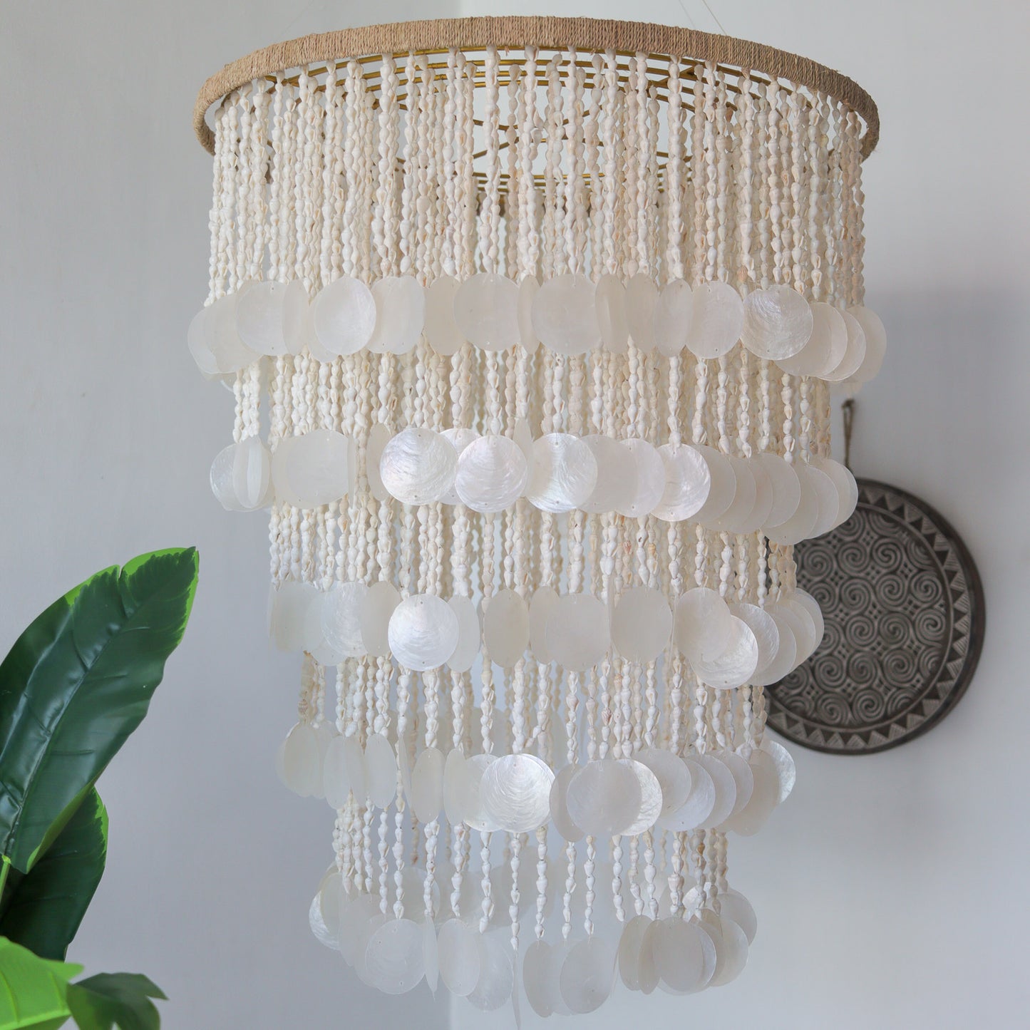 Capiz Shell Ceiling Light Tiered Modern Design