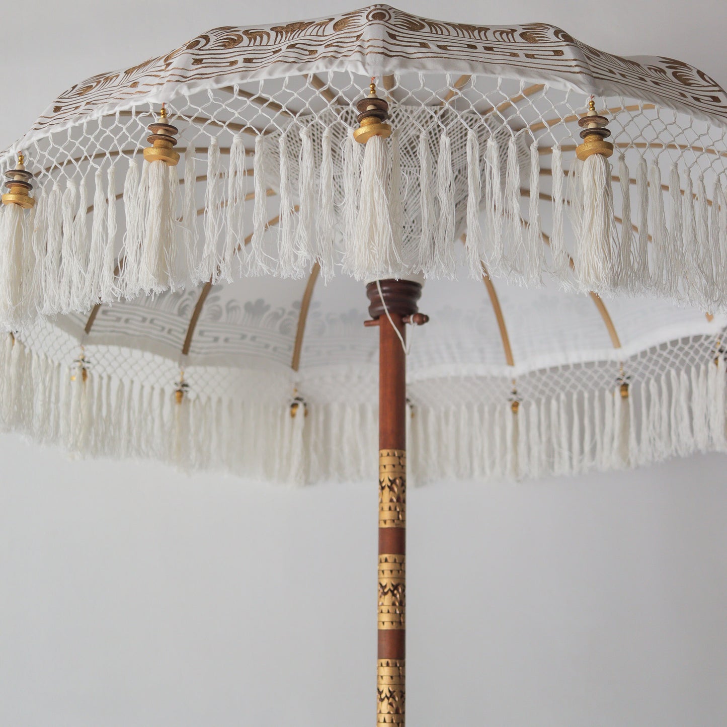 Hand Painted Balinese Parasol in White