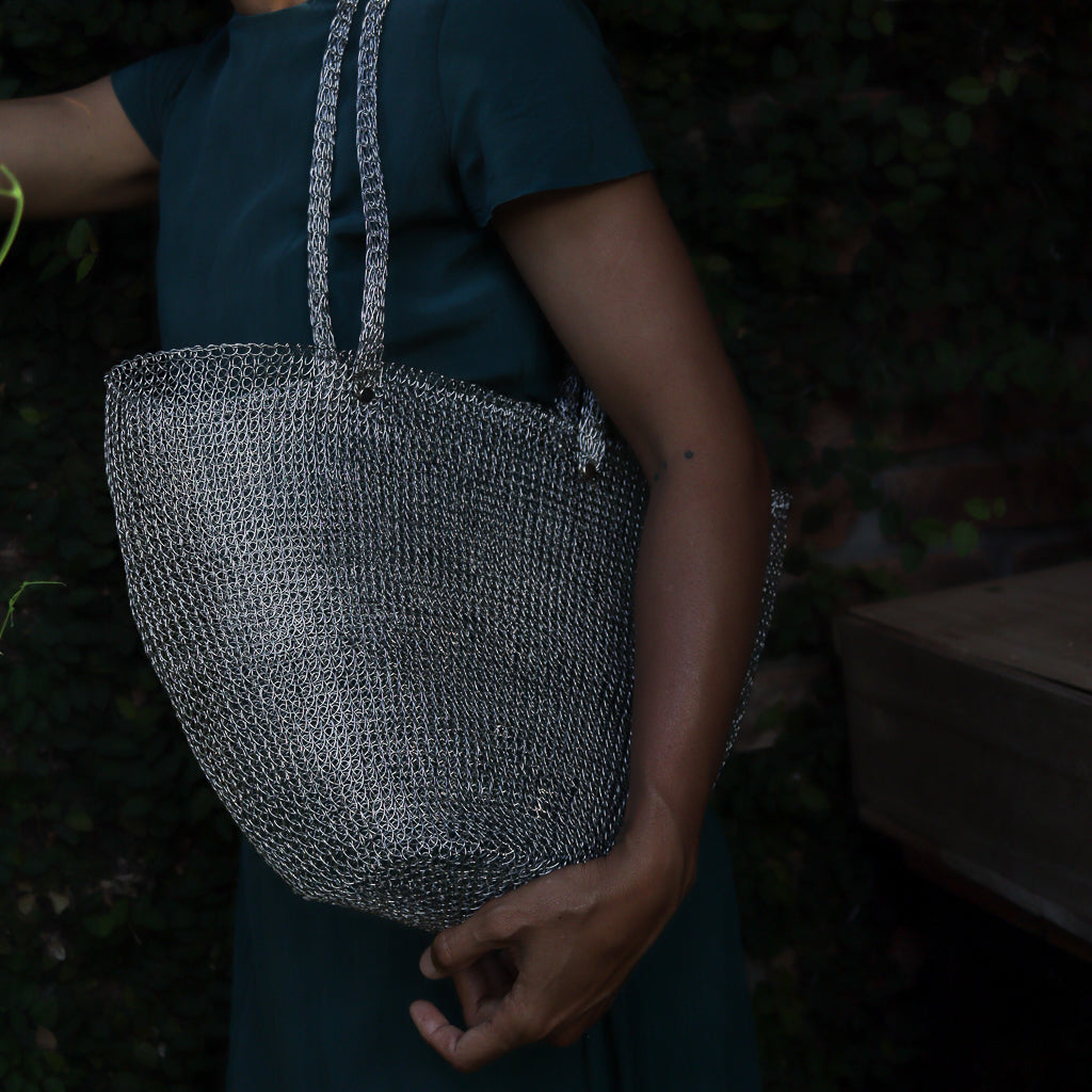 Wire Mesh Hand Woven Tote Bag
