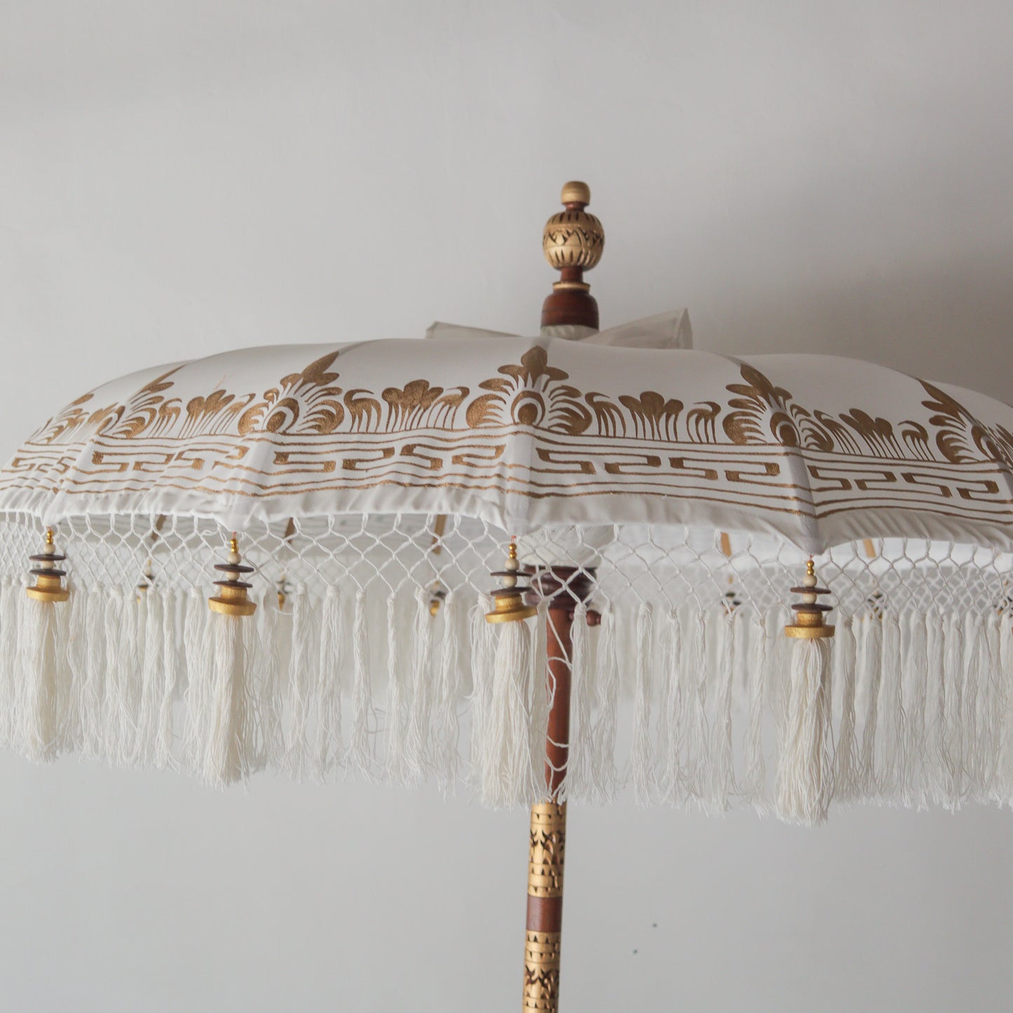 Hand Painted Balinese Parasol in White