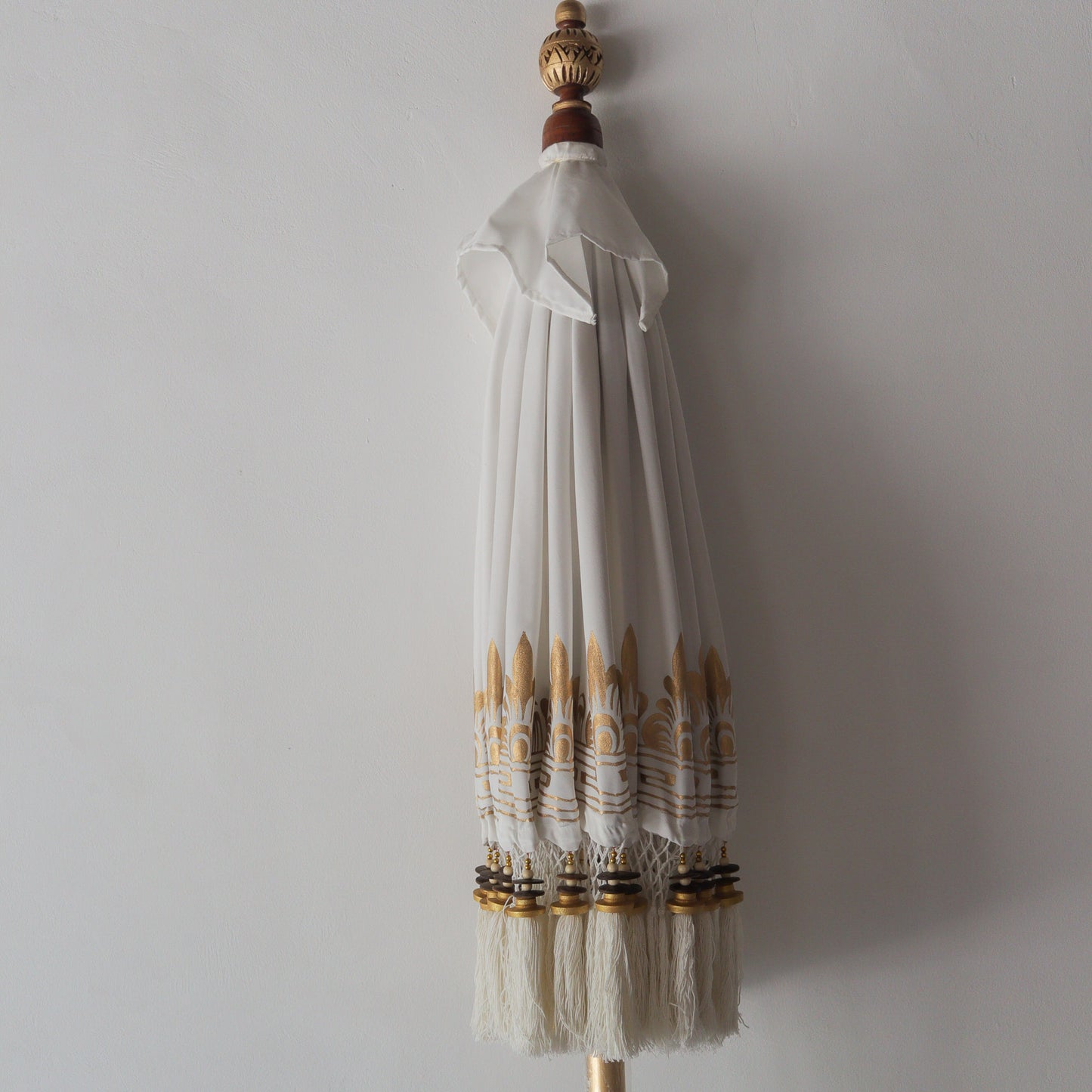 Hand Painted Balinese Parasol in White