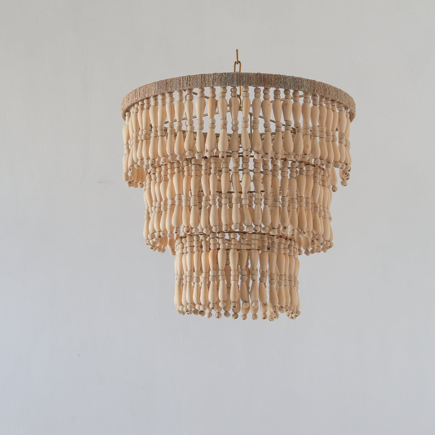 Tiered Beaded Chandelier Natural