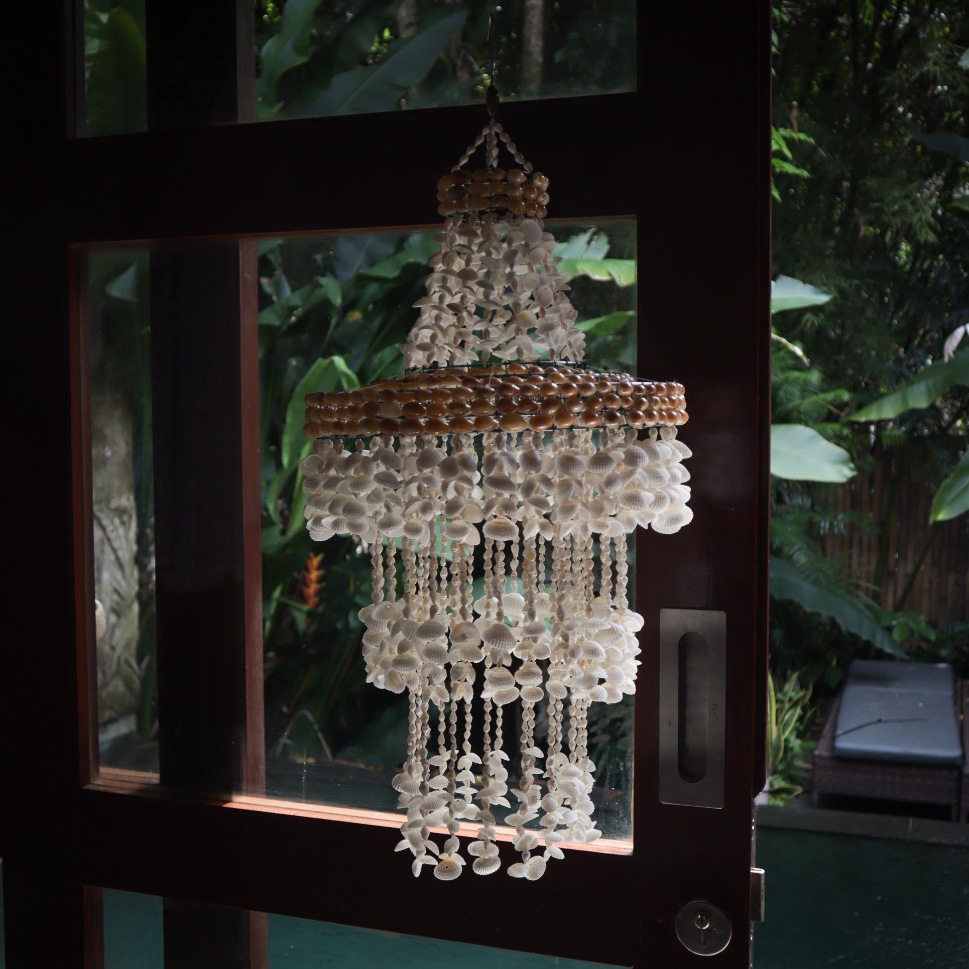 Seashell chandelier in the room