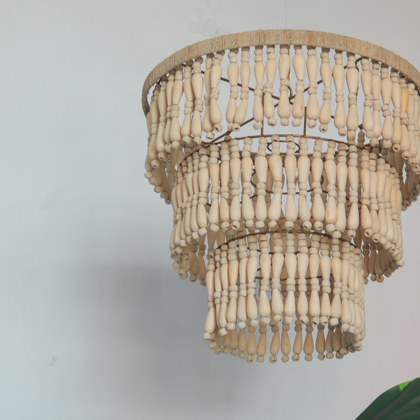 Tiered Beaded Chandelier Natural