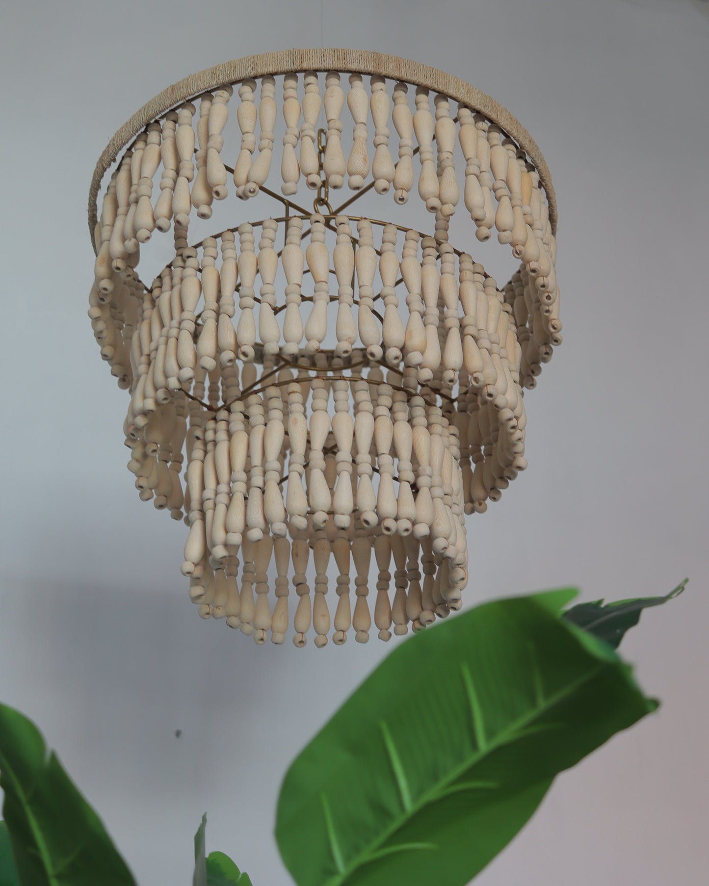 Tiered Beaded Chandelier Natural