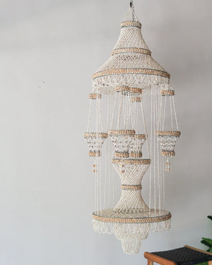 Handmade sea shell chandelier for pot decoration by Roomi Design, crafted in Bali, Indonesia.