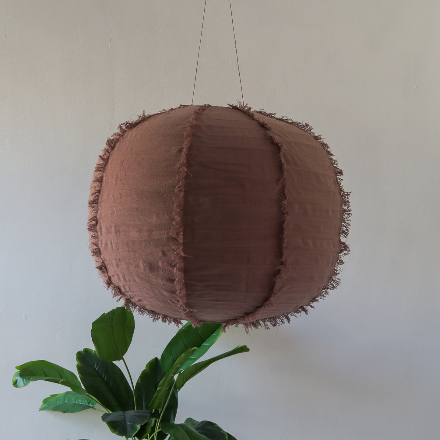 Linen  Lantern Lampshade Pumpkin Shape in Taupe Brown