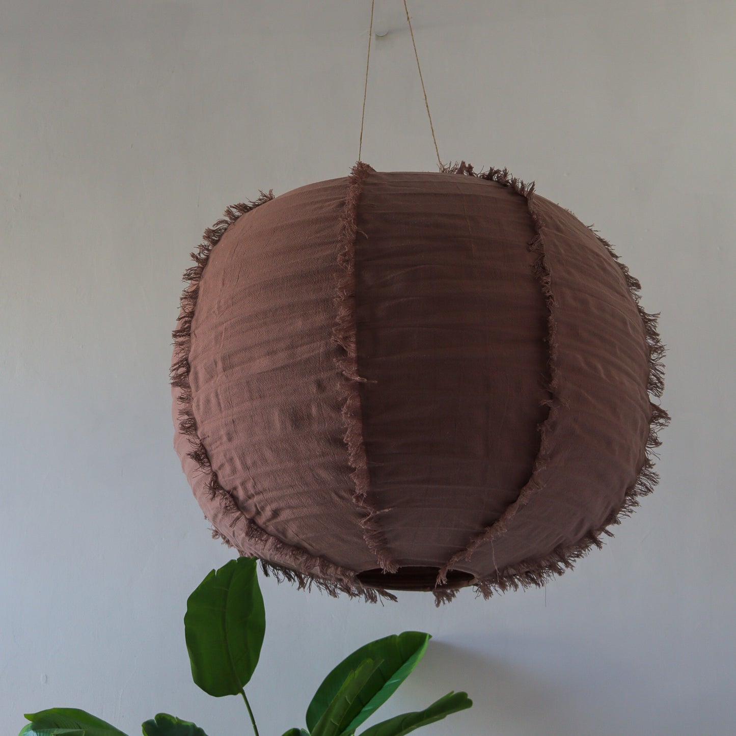 Linen  Lantern Lampshade Pumpkin Shape in Taupe Brown