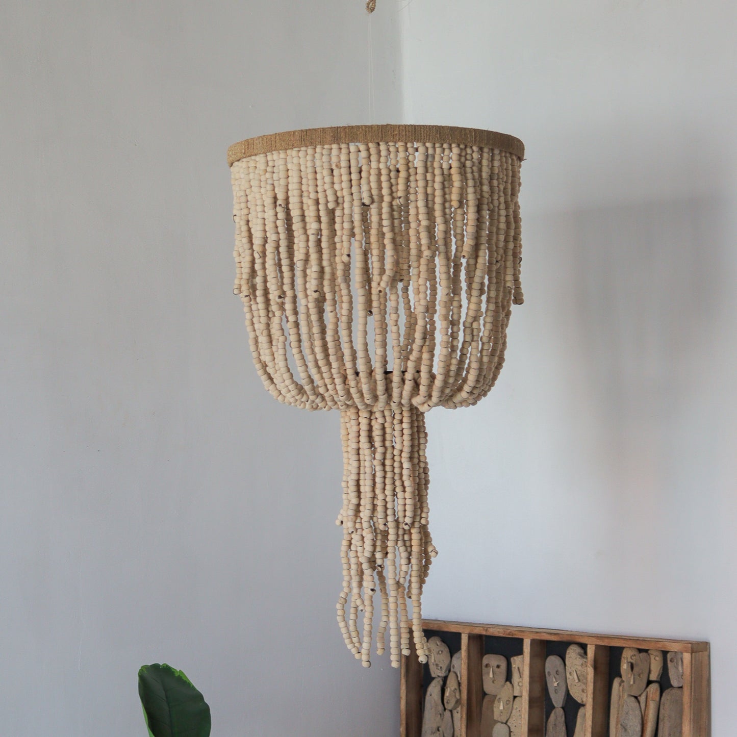 wooden beaded chandelier