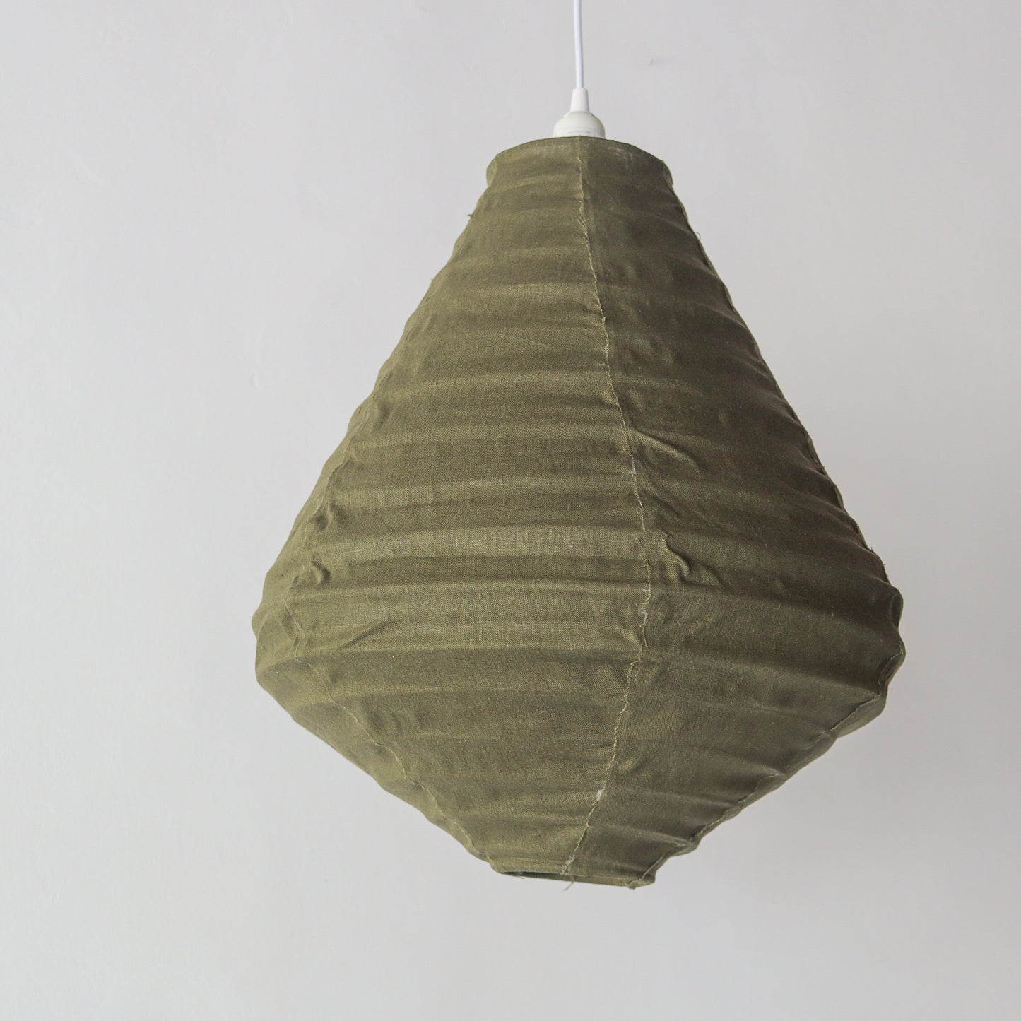 Linen Lampshade Diamond Natural Green