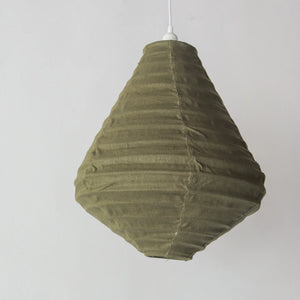 Handcrafted olive green fabric pendant lamp with textured design, modern home decor lighting
