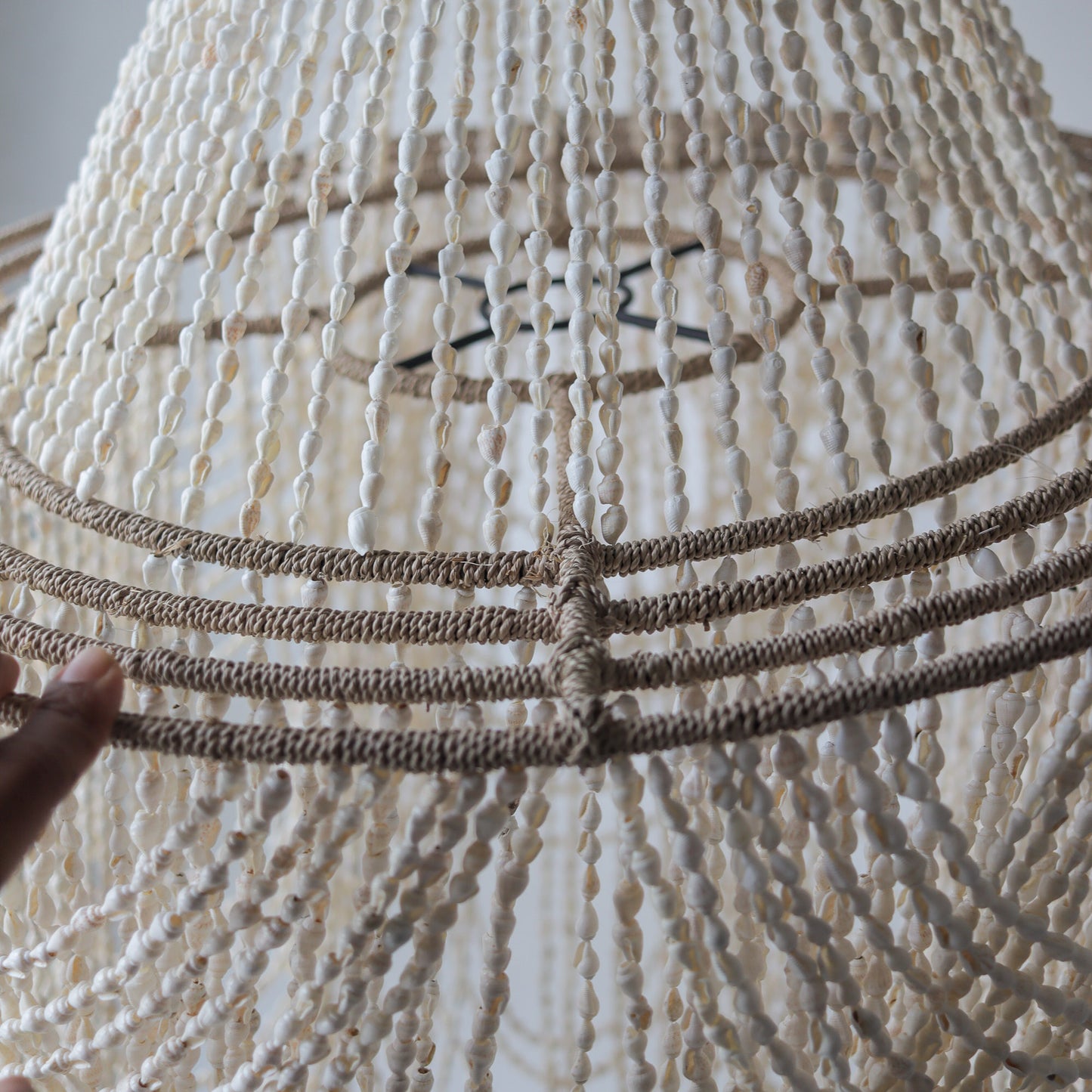 Beaded Seashell Chandelier Natural White