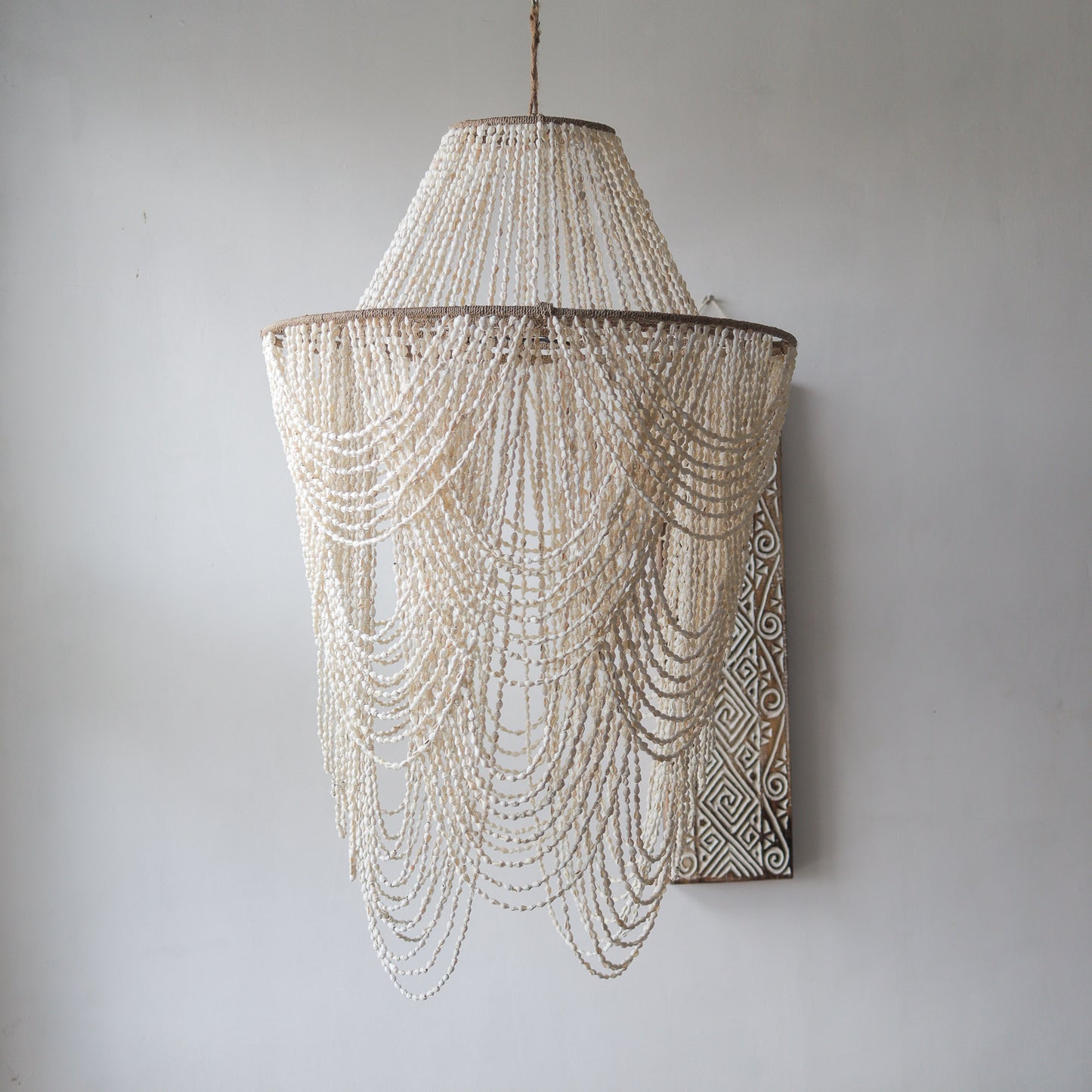 Beaded Seashell Chandelier Natural White