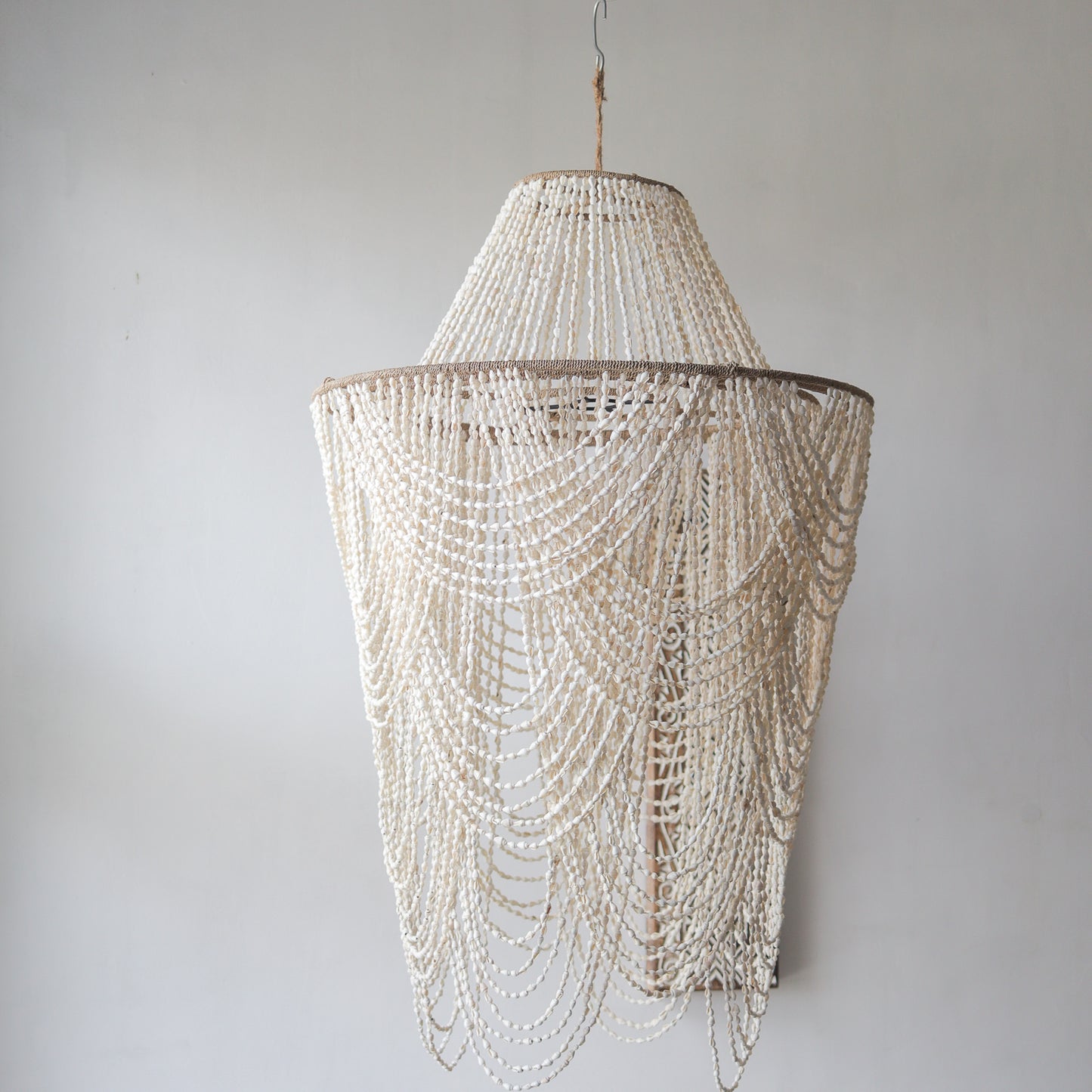 Beaded Seashell Chandelier Natural White