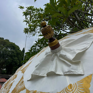 Handmade White Bamboo Parasol Bali with Bunga Motif
