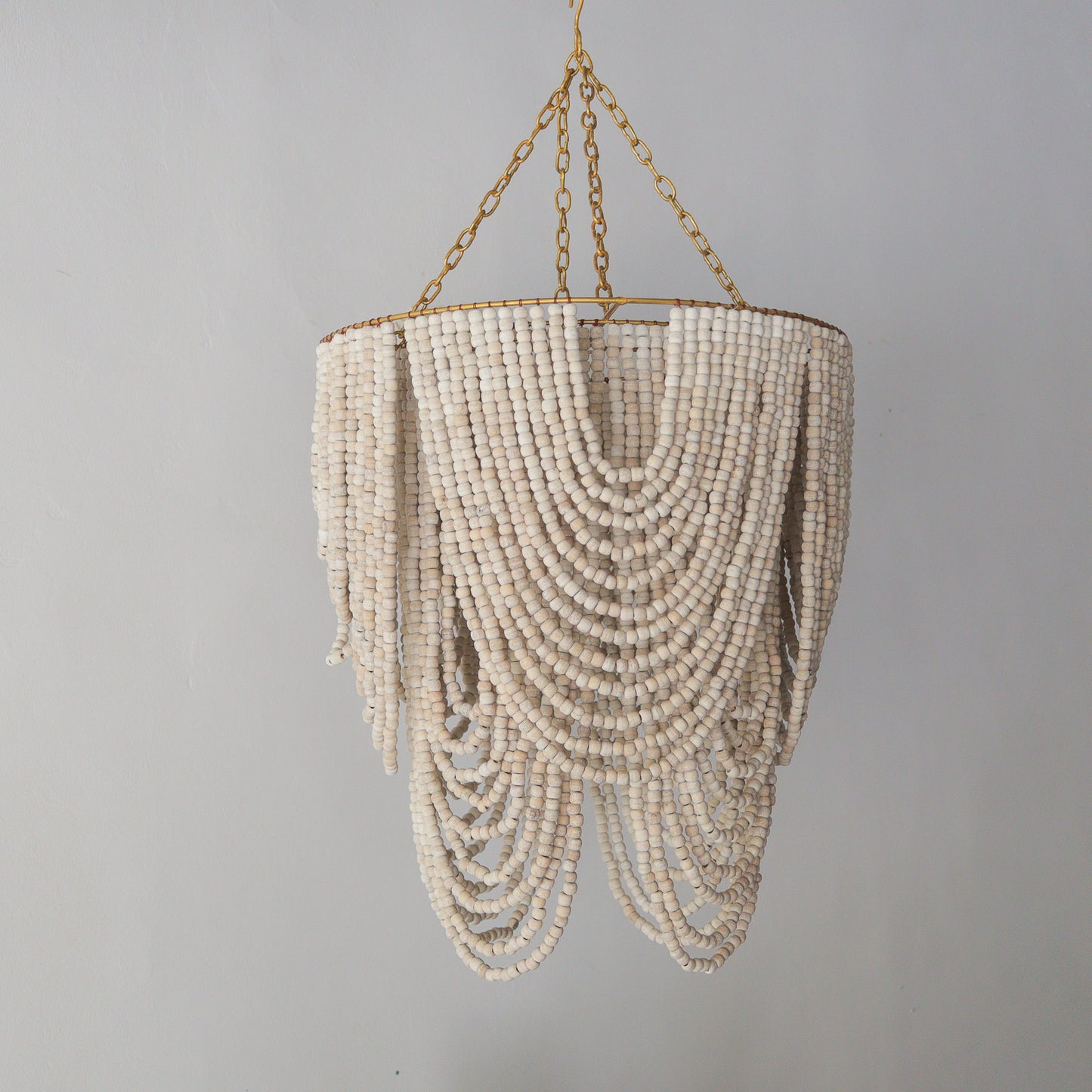 Beaded Chandelier Gold White Wash Roomi Design