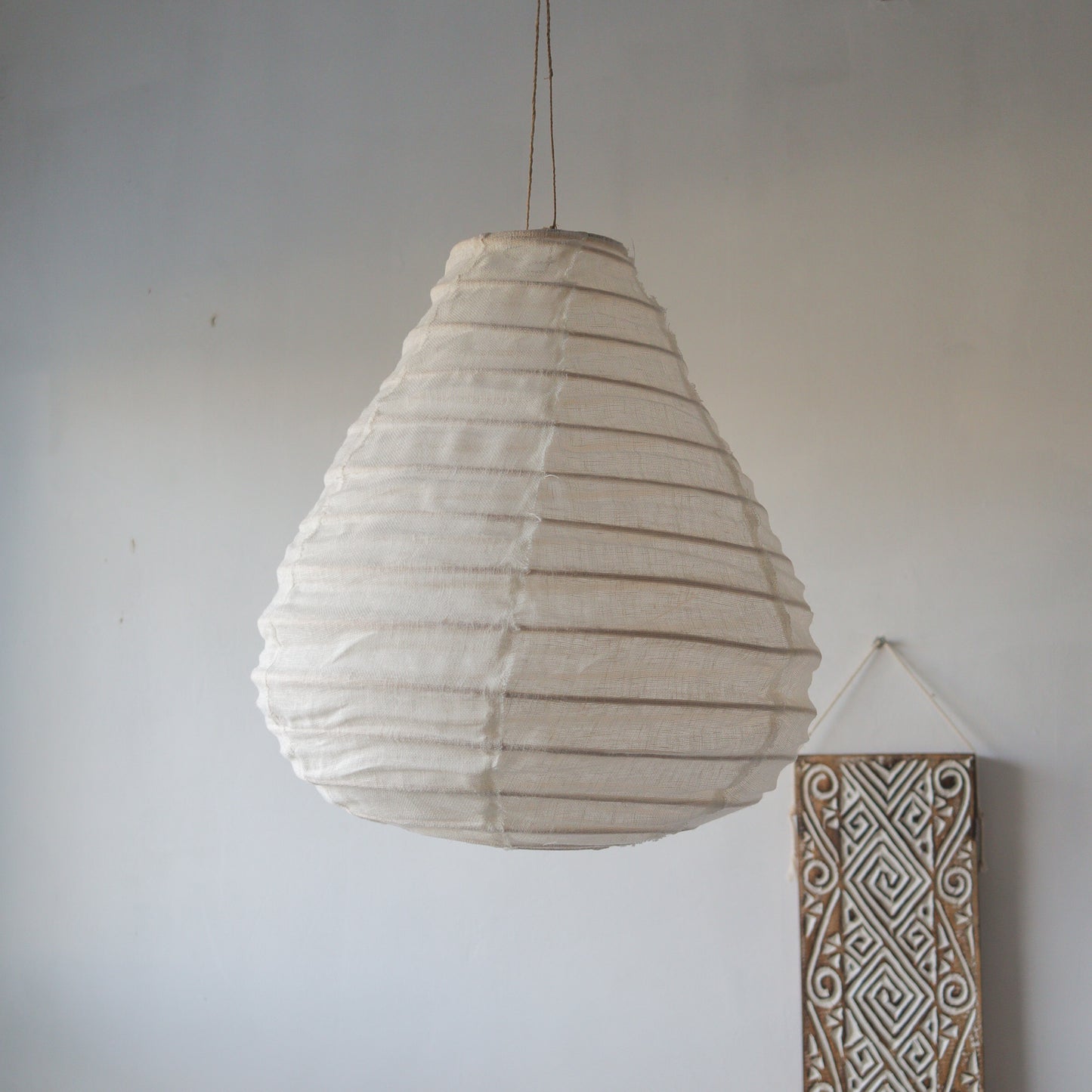 Linen Lantern Lampshade Tear drop off white