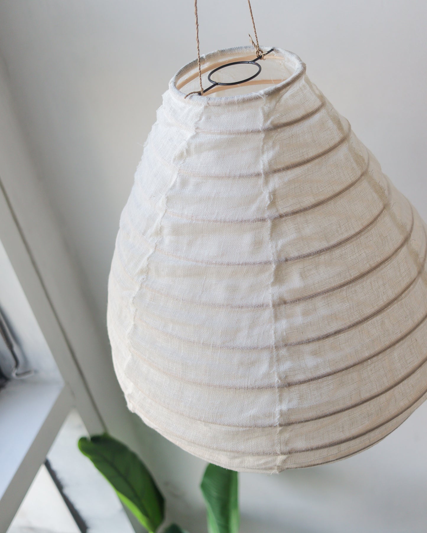 Linen Lantern Lampshade Tear drop off white