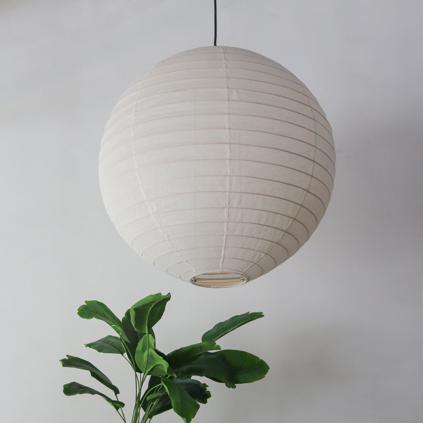 Linen Lantern Chandelier off White in Round Shape