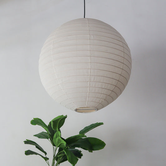 Linen Lantern Chandelier off White in Round Shape