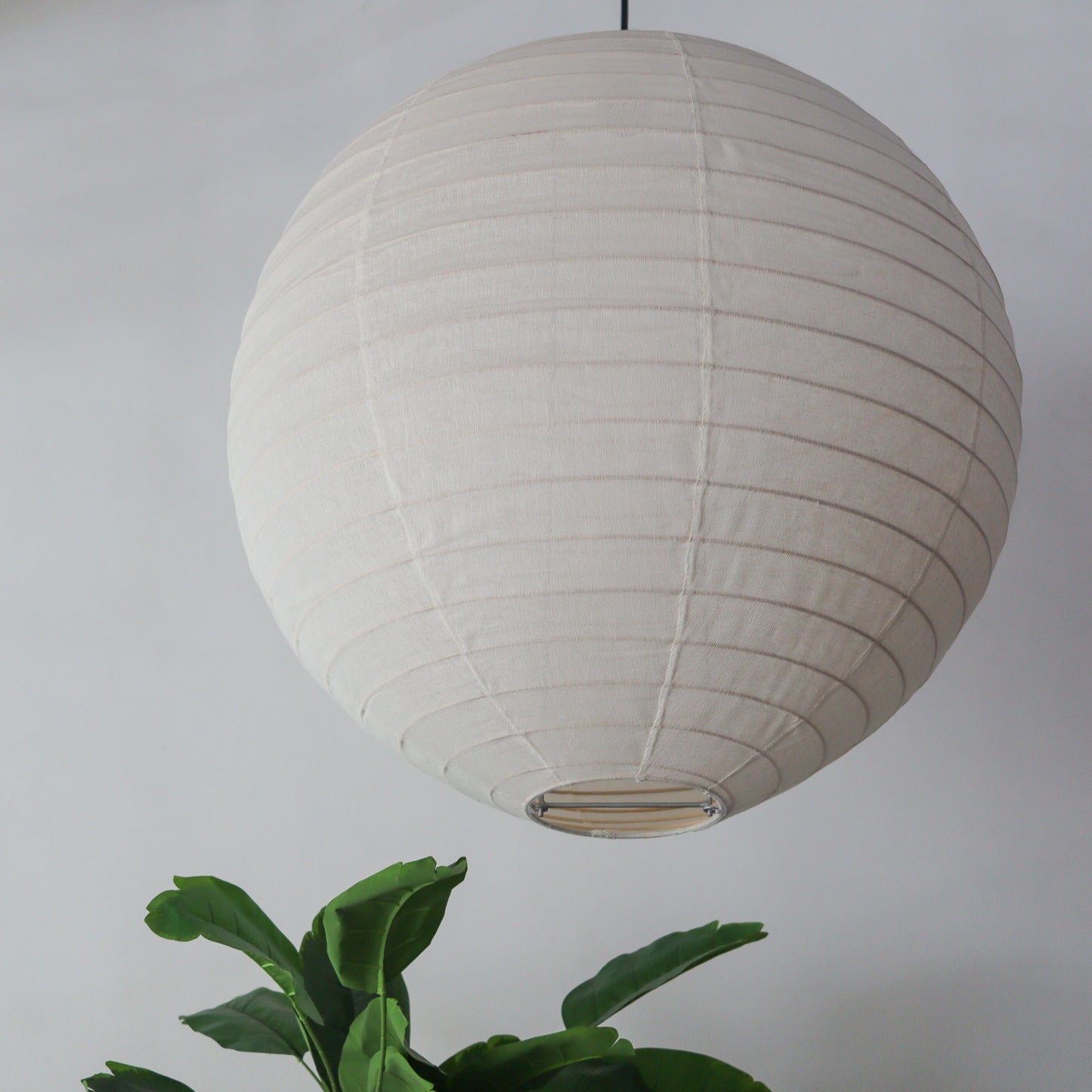 Linen Lantern Chandelier off White in Round Shape