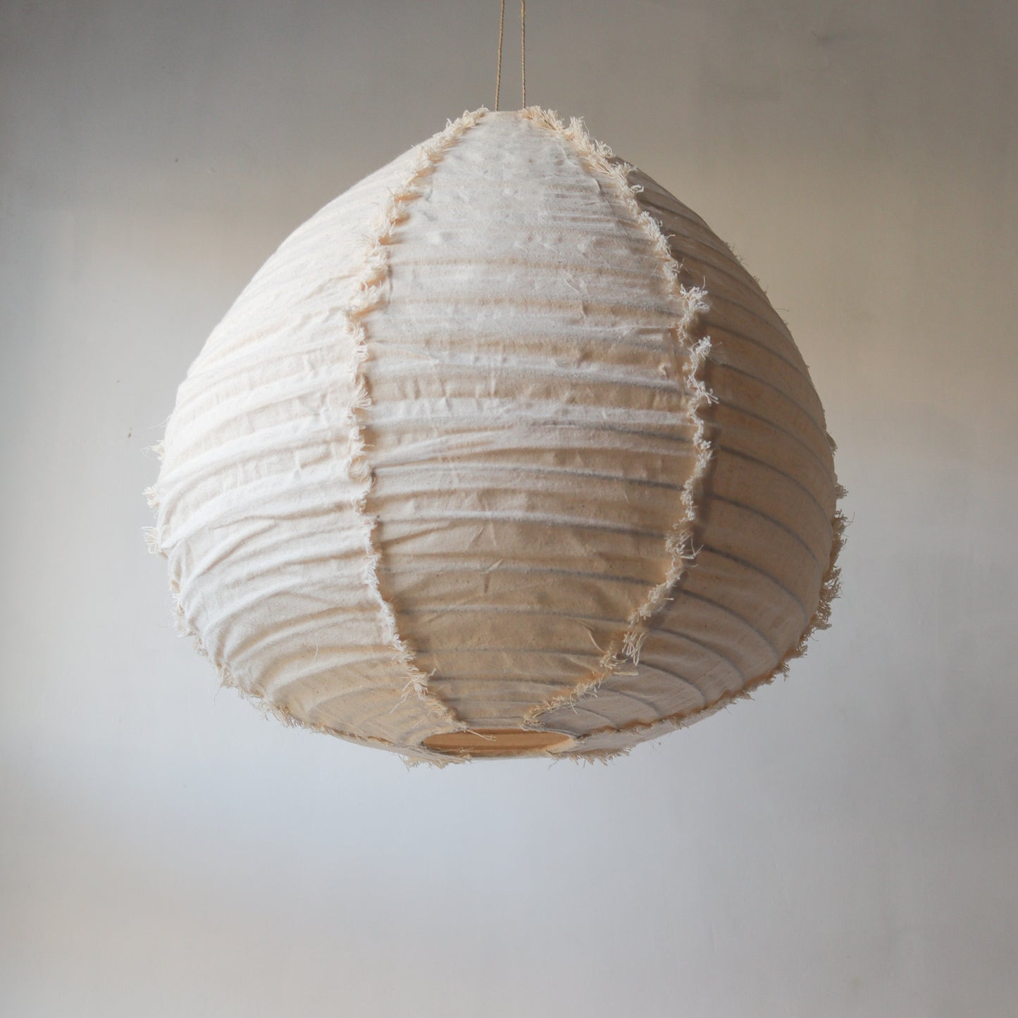 Lantern Pendant Lamp Pear Shape with Fringe Canvas Blacu Fabric