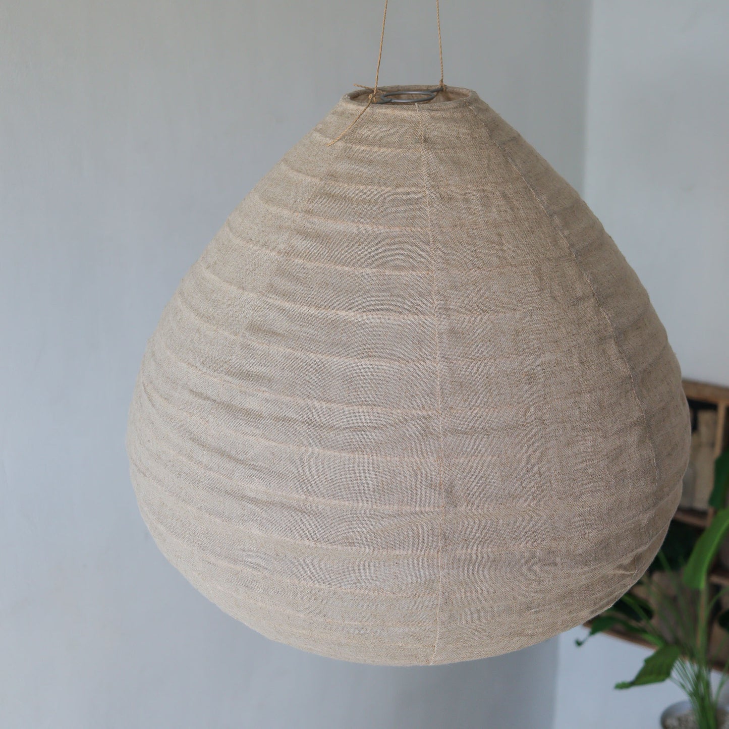 Linen Lantern Pendant Lamp Pear Shape in Natural Color