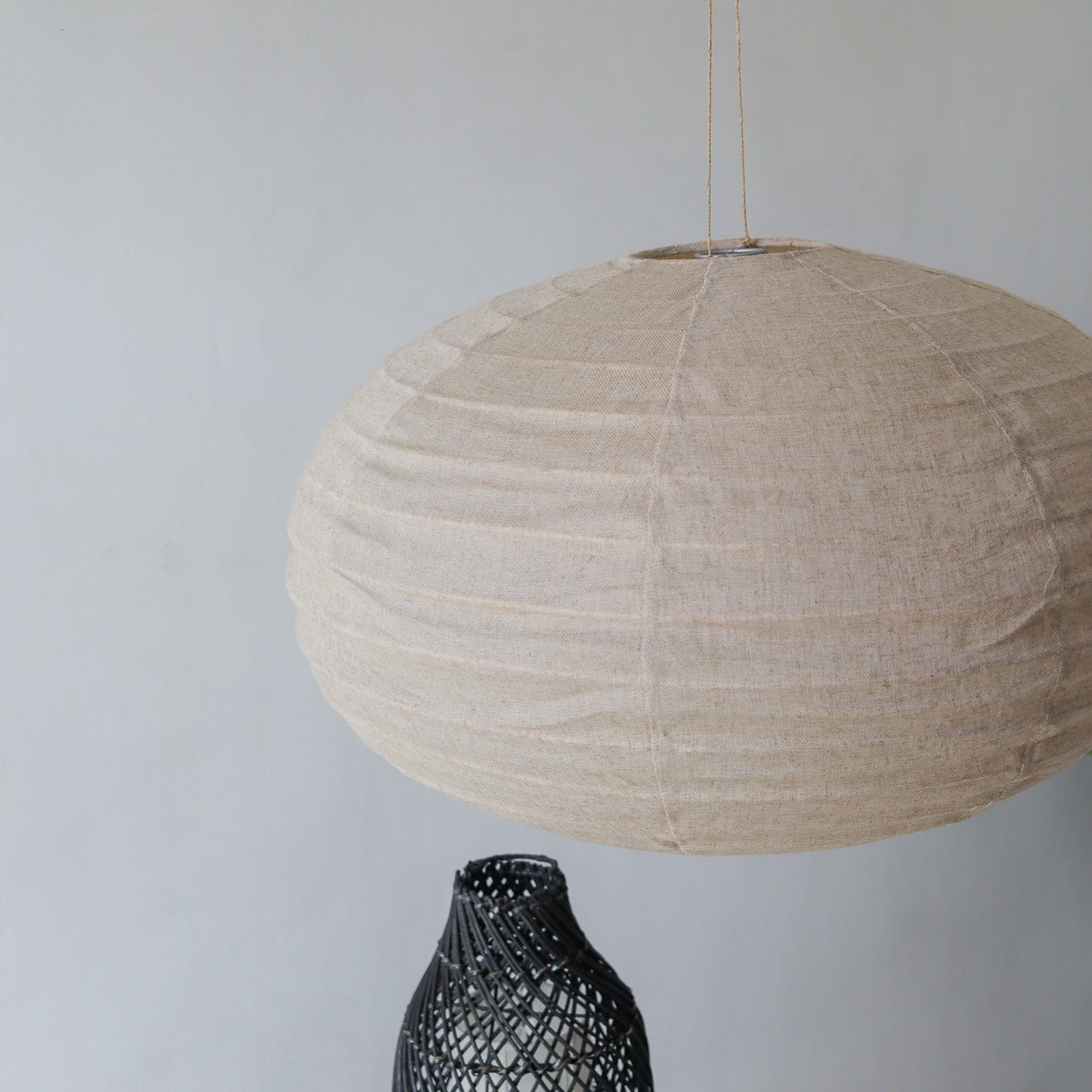 Linen Lantern Lampshade Oval Design in Natural