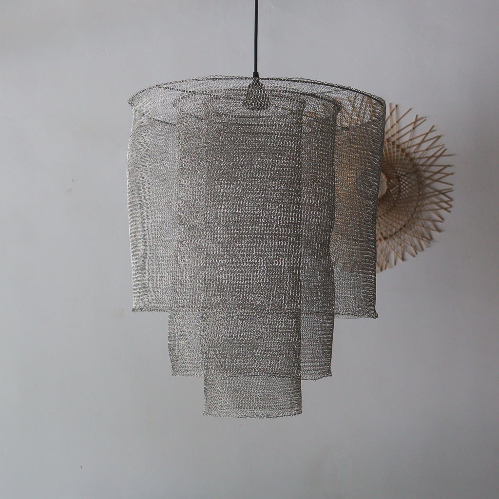 Stainless Wire Mesh Tiered Chandelier Panlas Design