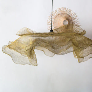 Brass Wire Mesh Pendant Light Bunga Lapis Design