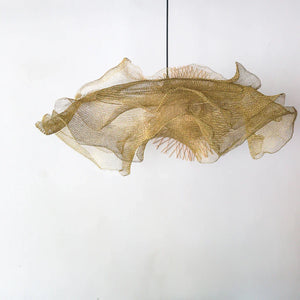 Brass Wire Mesh Pendant Light Bunga Lapis Design