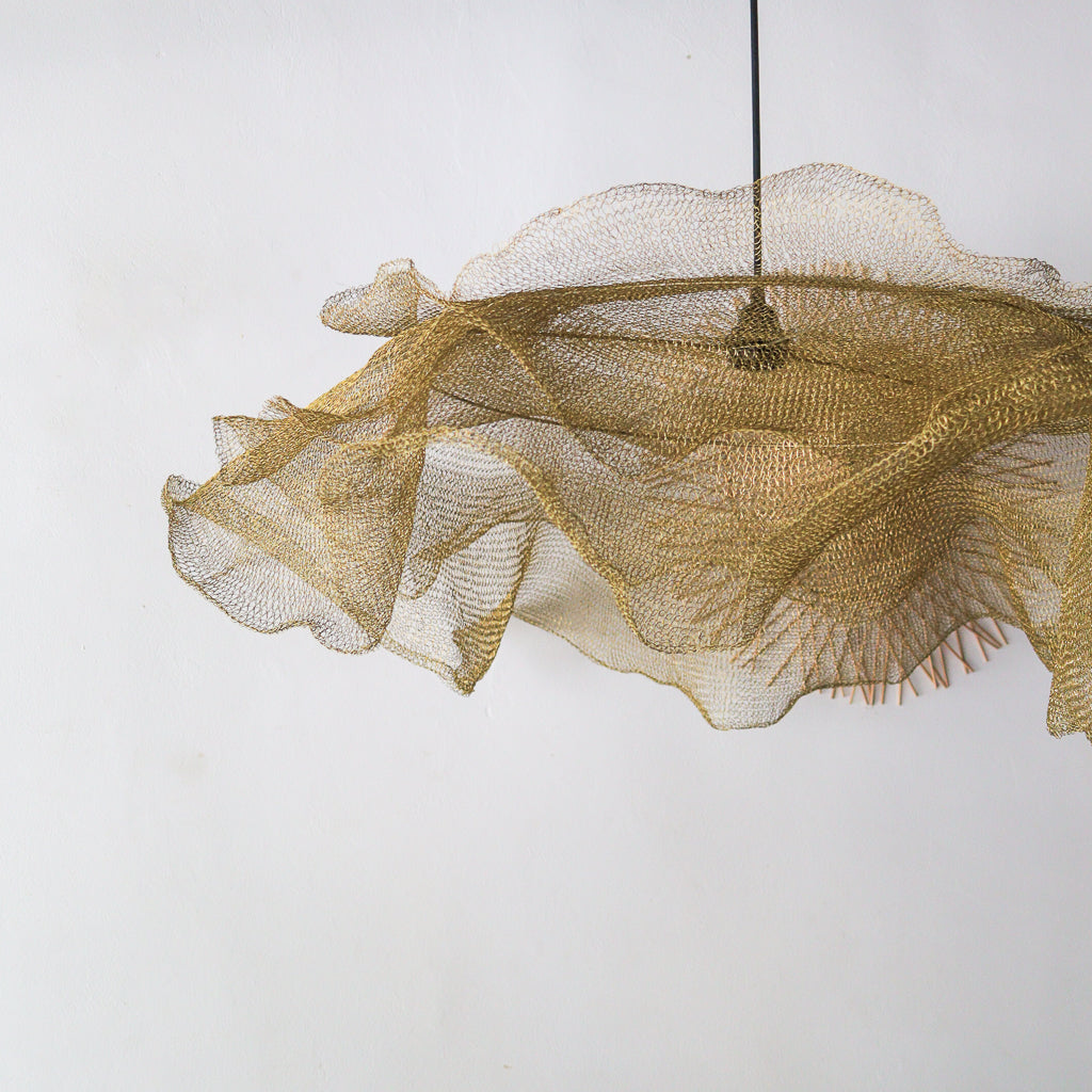 Brass Wire Mesh Pendant Light Bunga Lapis Design