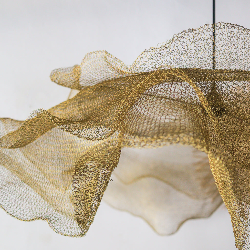 Brass Wire Mesh Pendant Light Bunga Lapis Design