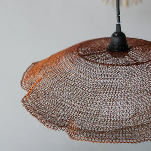 Handmade wire mesh pendant lampshade with a copper finish for modern home decor