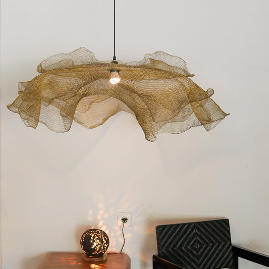 Brass Wire Mesh Pendant Light Bunga Lapis Design