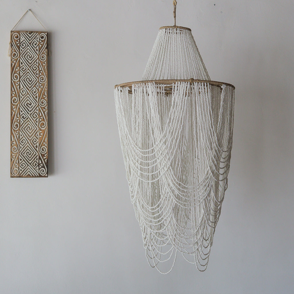 Beaded Glass Chandelier Rumba Design in White