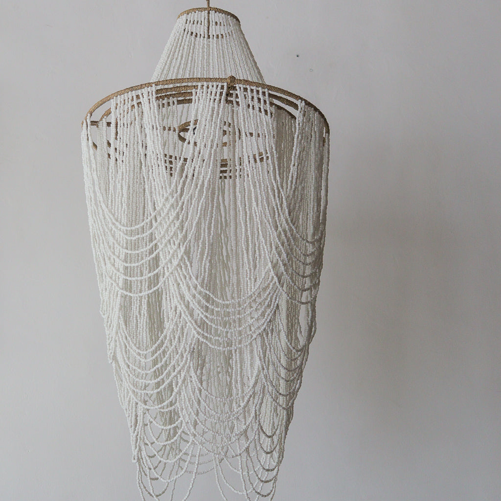 Beaded Glass Chandelier Rumba Design in White