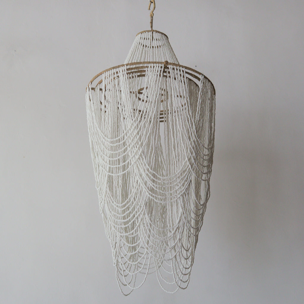 Beaded Glass Chandelier Rumba Design in White