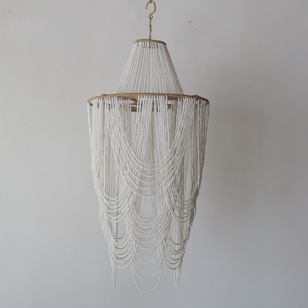 Beaded Glass Chandelier Rumba Design in White