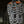Handmade beaded chandelier with grey beads and orange frame, Balinese decor style