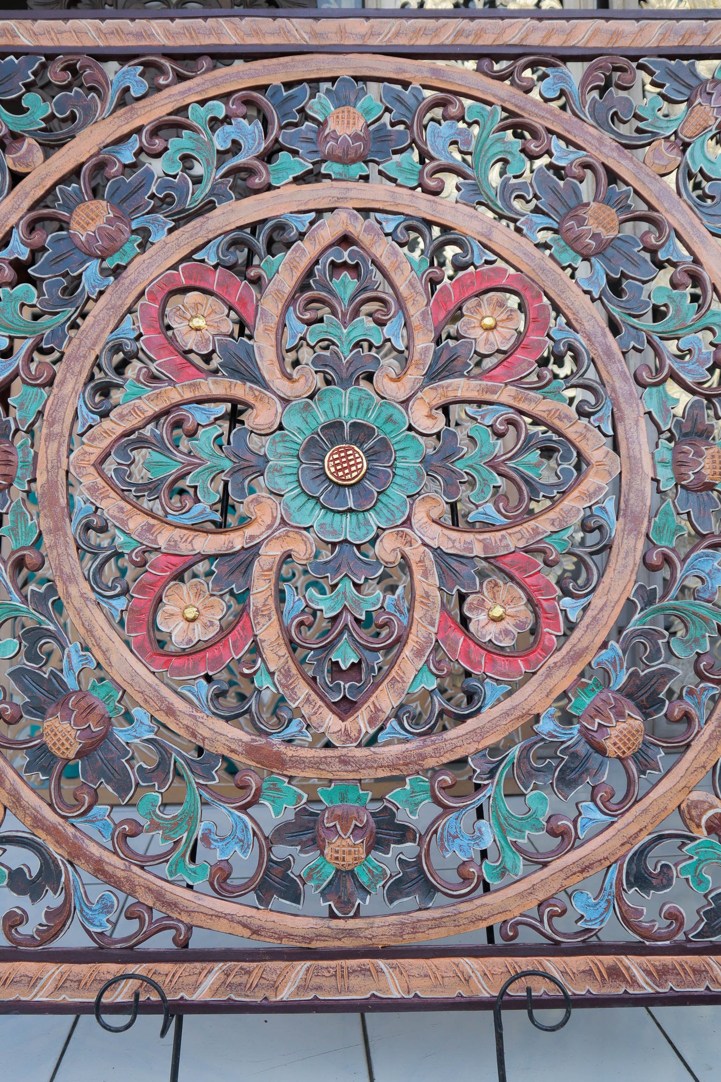 Colourfull Handcarved Mandala Wall Panel