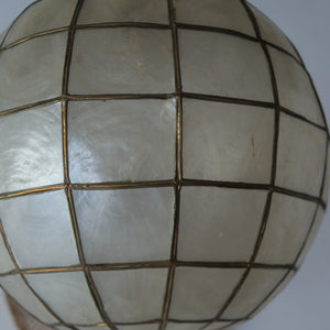 Handcrafted seashell chandelier with grid design, luxury home decor, eco-friendly Balinese craftsmanship