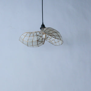 Handcrafted seashell pendant light with gold wire frame, luxury home decor