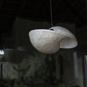 Handmade seashell pendant light with organic shape, eco-friendly home decor
