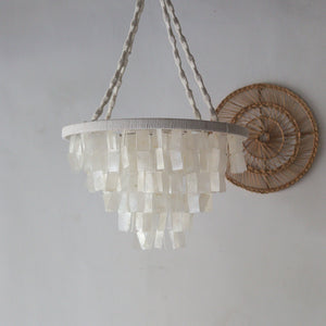 Capiz Shell Chandelier Nusa – Handmade from authentic materials in Bali, featuring a beautiful design.
