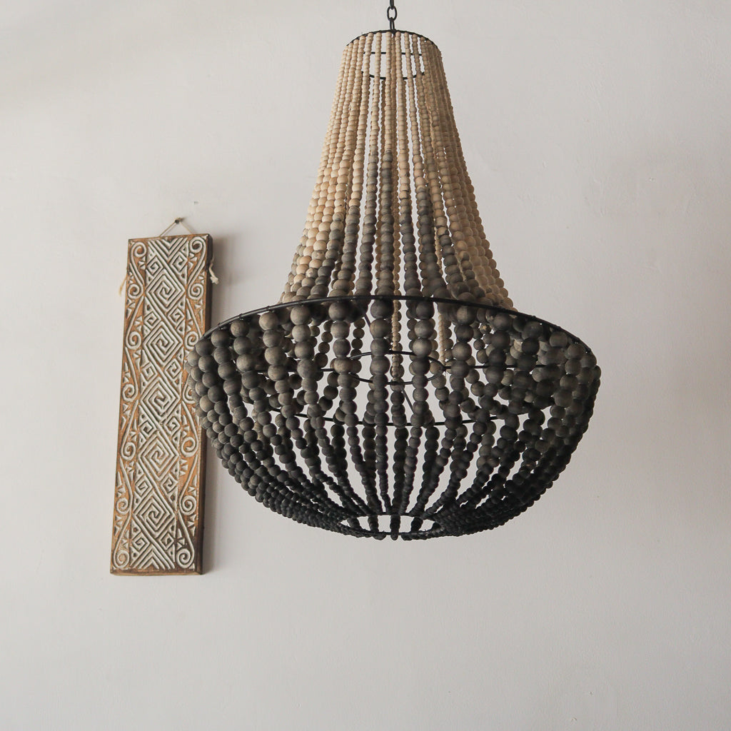 Wood Beaded Chandelier Gradation Ombre Color Vintage design