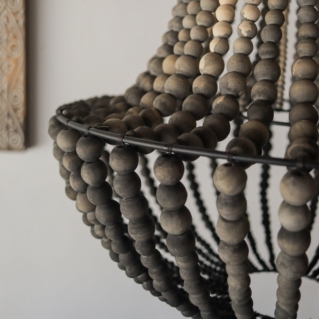 Wood Beaded Chandelier Gradation Ombre Color Vintage design