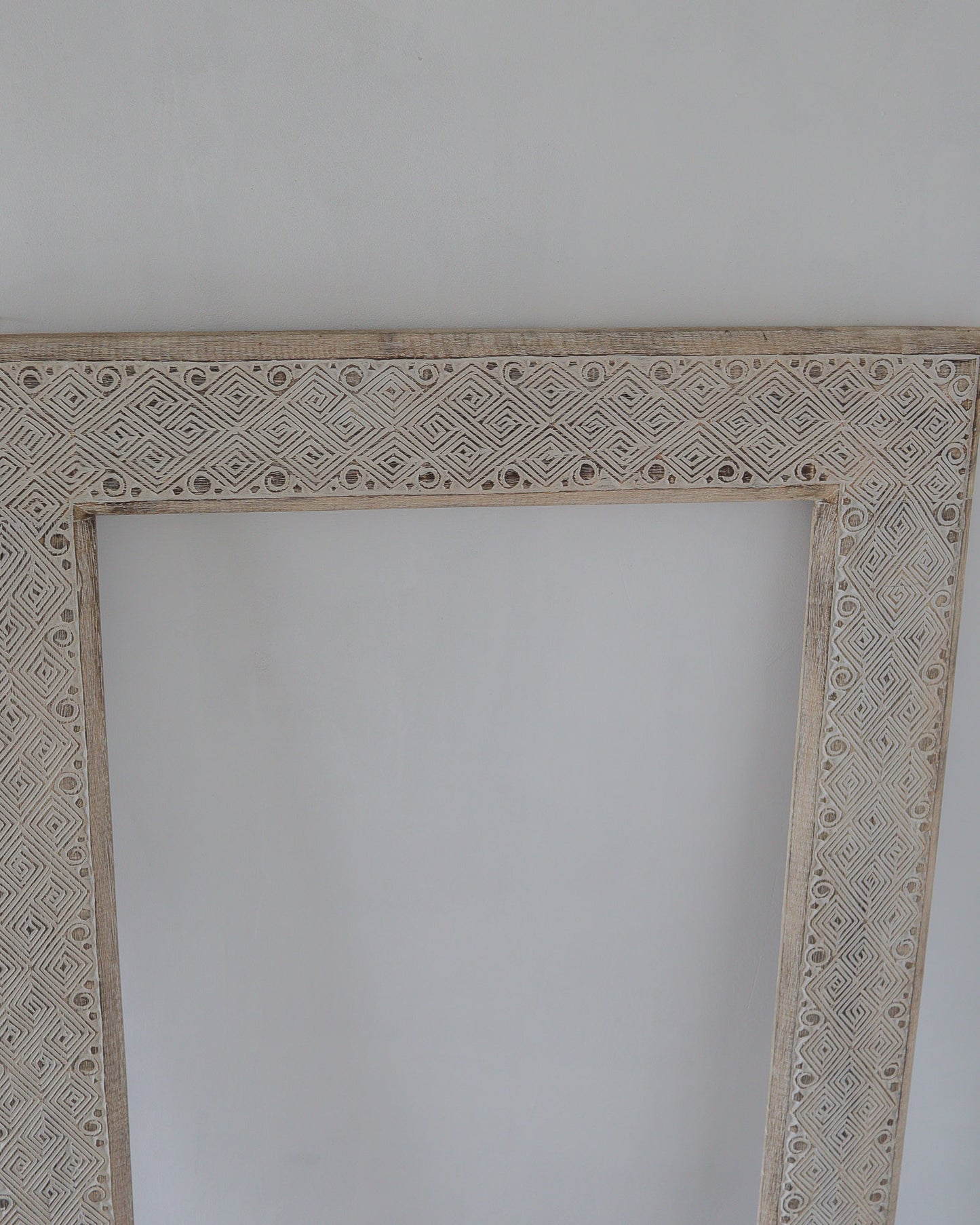 Hand Carved Mirror Frame ethnic White Wash 180 x 90  cm